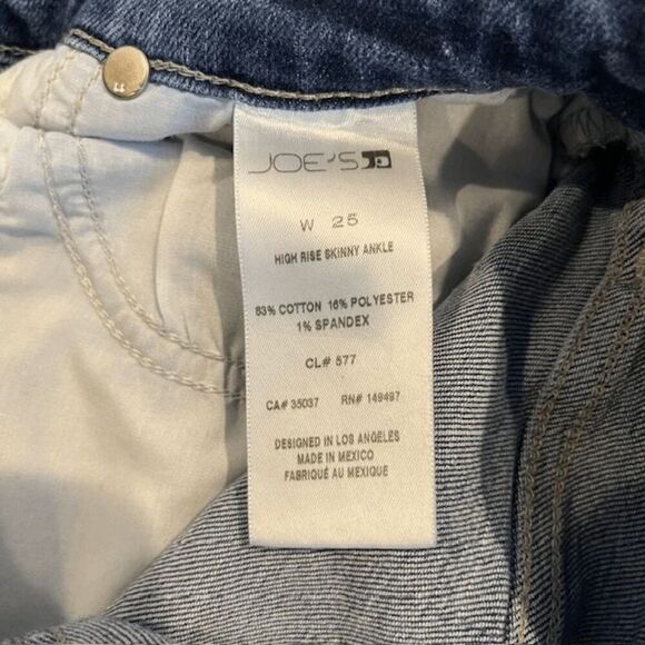 Joe's Jeans High Rise Skinny Ankle Jeans Medium Wash Lightly Distressed Size 25 - Picture 8 of 14
